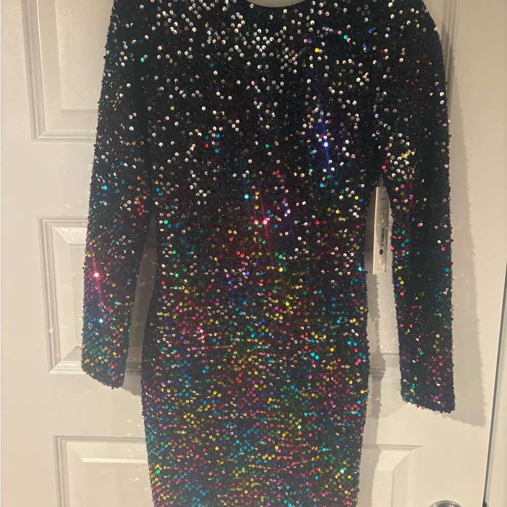 Aqua Rainbow Sequin Dress